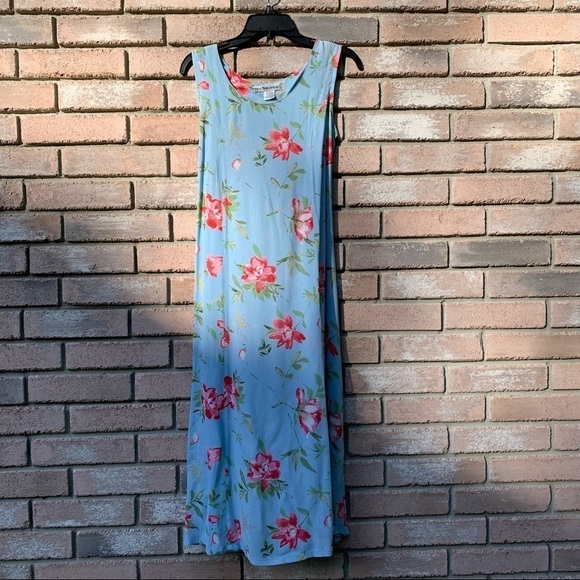 Mix Nouveau Dresses & Skirts - MIX NOUVEAU NY vintage coral and blue floral sheath tank dress